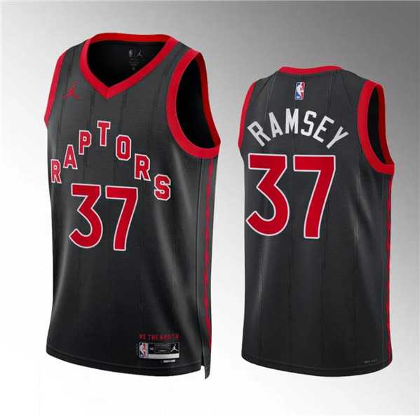 Mens Toronto Raptors #37 Jahmius Ramsey Black Statement Edition Stitched Basketball Jersey Dzhi